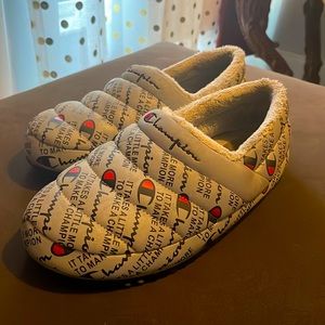 Varsity Reflective Silver & White Slippers from Champion